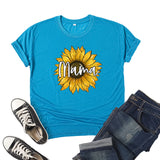 Boy Mama T Shirts Sunflower Mama Printed Short Sleeve round Neck T-shirt