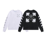 Off White Sweatshirts Long Sleeve round Neck Sweater Autumn and Winter Reflective Lettering Arrow round Neck Sweater