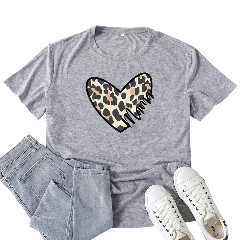 Boy Mama T Shirt Leopard Print Love Mama Printed T-shirt
