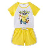 Children Pokemon Pikachu Tshirts & Shorts Short-Sleeved T-shirt Shorts Casual Sports Two-Piece Neutral