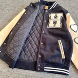 Human Made Sweatshirt Woolen Quilted Leather Baseball Uniform Loose