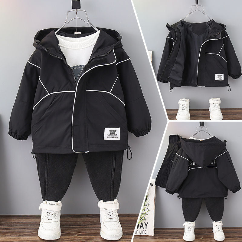 Boy Jacket Boys' Coat Spring and Autumn Children's Hoodie Jacket Autumn Shell Jacket Fried Street Fashionable