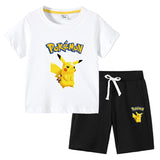 Children Pokemon Pikachu Tshirts & Shorts Cotton Short Sleeve Shorts Two Pieces Neutral