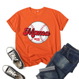 Boy Mama T Shirt Baseball Mama Printed Short Sleeve T-shirt
