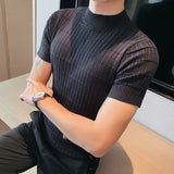 Men Short Sleeve T-Shirt Slim Fit Stretch Casual Top T-shirt