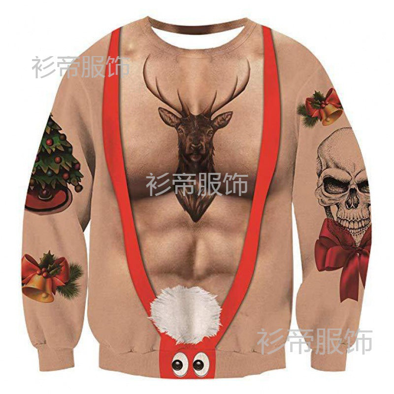 Black Christmas Sweater 3D Printed Christmas Series round Neck Sweater