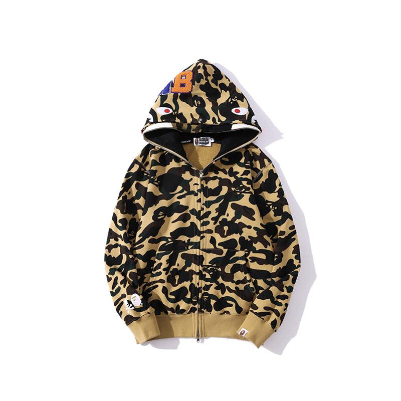 Shark Print Jacket Shark Head Skull Color Double Hood Thin Fleece Hoodie Male and Female Large Size Coat