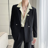 Double Brewed Seersucker Suit Leisure Suits for Men Baggy Coat