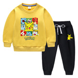 Children Pokemon Pikachu Hoodie & Pant Set Fleece Lined Padded Warm Keeping Winter Clothes Sweatershirt Suit