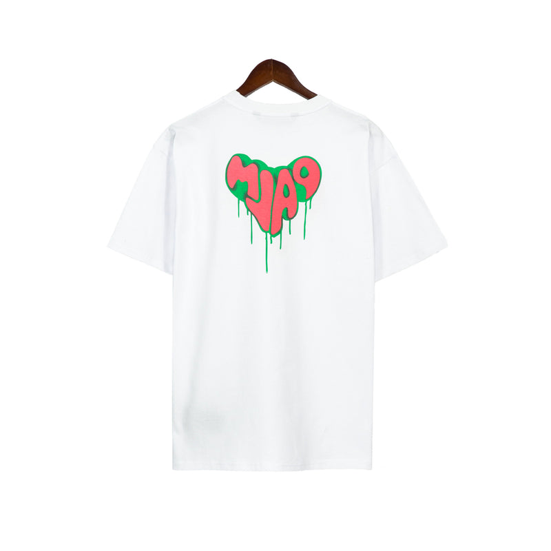 Palm Angels Letter Heart Printing Casual Loose Short Sleeved T-shirt Men and Women High Street Fashion Brand