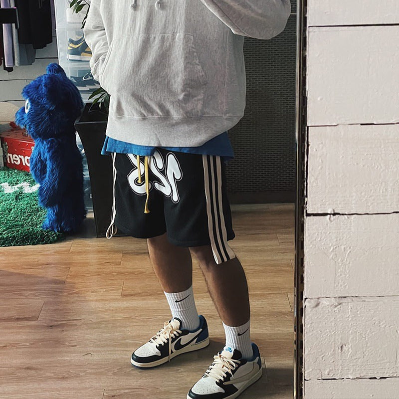 Rrr123 Shorts Mesh Stitching Three Bars Basketball Shorts