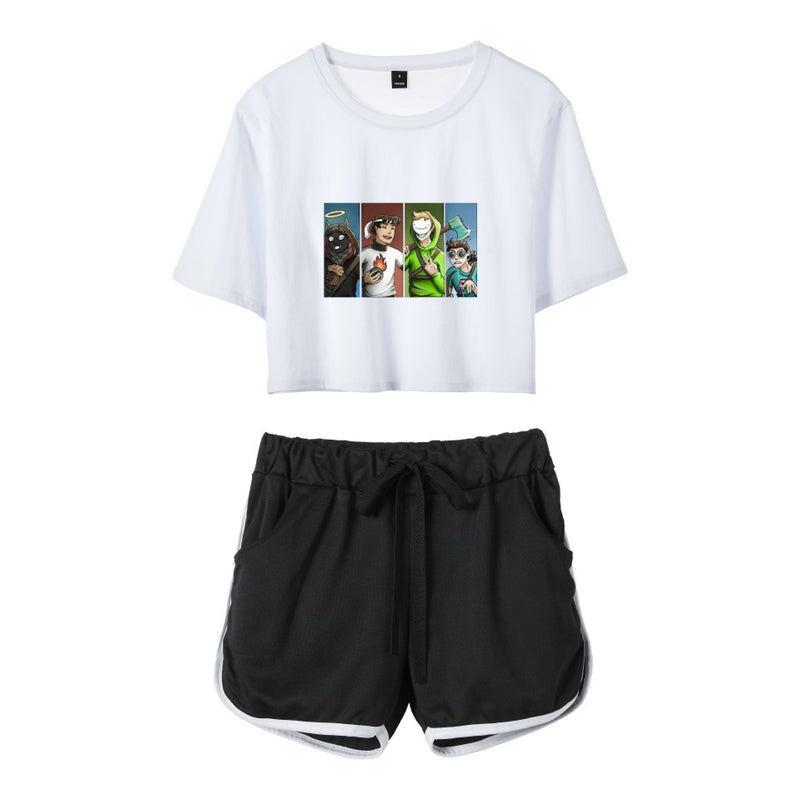 Dreamwastaken Men's Novelty Hoodies Dream Merch Shirt Printed Casual Fashion Loose Exposed Navel Suit