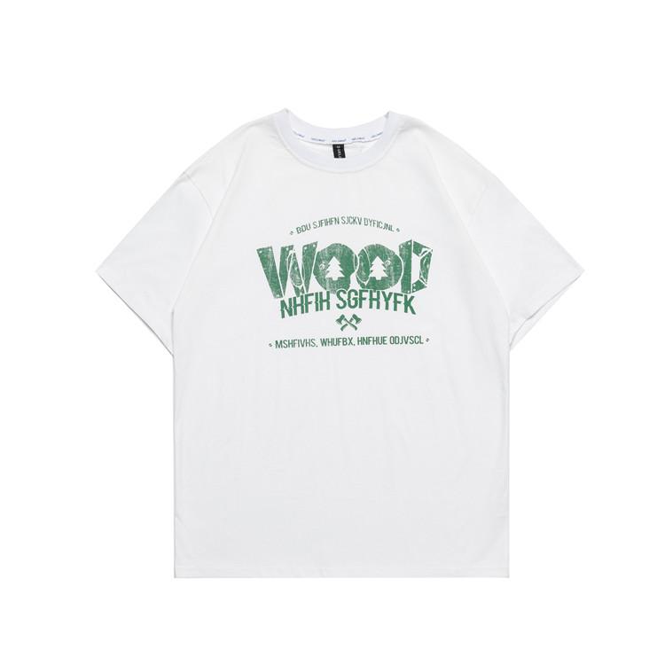 Men T Shirt Summer Casual Tops Men's Clothes Summer Wear Retro Short Sleeve American Casual Loose Letter Print T-shirt