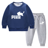 Children Pokemon Pikachu Hoodie & Pant Set Fleece Lined Padded Warm Keeping Winter Clothes Sweatershirt Suit