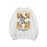 Off White Sweatshirts Long Sleeve round Neck Sweater Autumn and Winter Astronaut Vacuum Cleaner Pattern Terry Sweater for Men and Women
