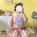 Gothic Lolita Harajuku Style Clothing Japanese Girl Print Knock Cute Student T-shirt