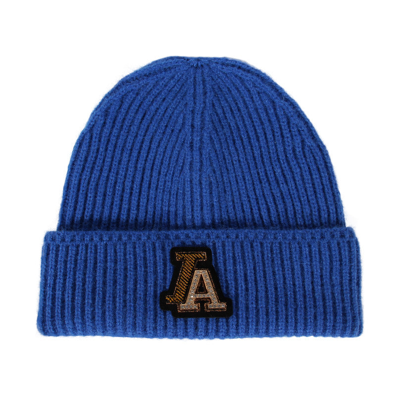 Dogers Baseball Cap Full Diamond Knitted Hat Women's Autumn and Winter Wool Hat