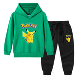 Children Pokemon Pikachu Hoodie & Pant Set Sweater Trousers Two-Piece Baby Cotton Suit