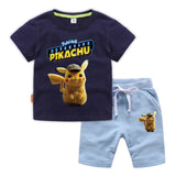 Children Pokemon Pikachu Tshirts & Shorts Cotton Short Sleeve Shorts Two Pieces Neutral