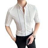 Men Shirts Slim-Fit Stretch Half-Sleeve Shirt