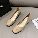 Nude Chunky Heel Casual Mary Jane Shoes