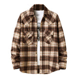 Mens Flannel Jacket Autumn Vintage Flannel Plaid Shirt Men Coat Shirt