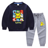 Children Pokemon Pikachu Hoodie & Pant Set Sweater Set Two-Piece Cotton