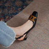 Nude Pumps Block Heel Sandals