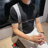Men Short Sleeve T-Shirt Stretch Casual Polo Collar T-shirt