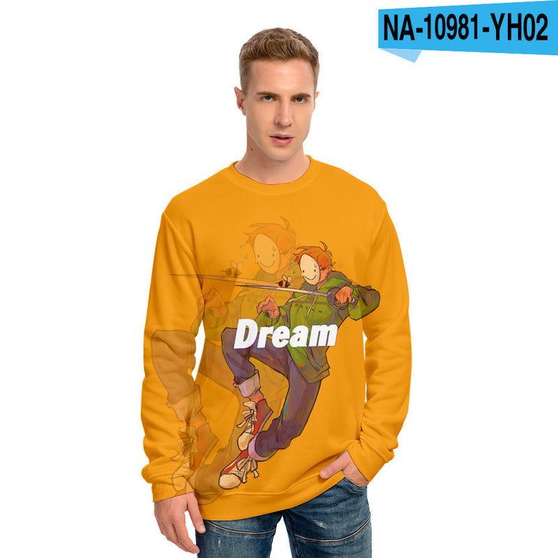 Dreamwastaken Novelty Hoodies Dream Merch Shirt Dreamwastaken Printed Sweater Casual Loose 3D Round Neck Sweater
