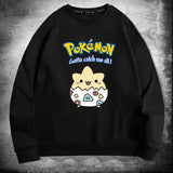 Men and Women Pokemon Pikachu Hoodie Jingling Bao Ke Meng Bo Ke Bi Crew Neck Pullover Sweatshirt