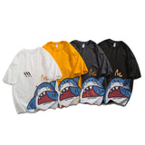 Men T Shirt Summer Casual Tops Men's Clothes Summer Wear Retro That's round Neck Short Sleeve Casual Loose Cartoon Shark T-shirt
