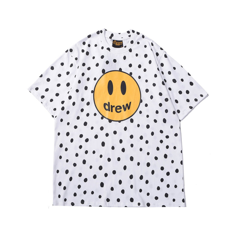 Justin Bieber Drew House Summer Drew Bieber Smiley Face Adhesive Cement Printed Short Sleeve Tshirt for Men and Women
