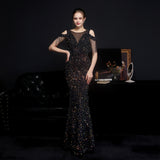 Sequin Evening Dress Slim-Fit Fishtail Skirt Gown
