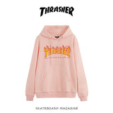 Thrasher Hoodie Flame Sweater Autumn and Winter Sports Loose Hooded