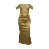 Bella Hadid Dress Sexy Chiffon Sheath Strapless Dress Fishtail Dress