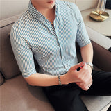Men Shirts Men's Half Sleeve Shirt Striped Half-Sleeve Shirt