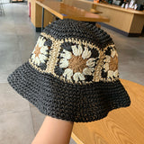 Straw Hat Flower Hand-Woven Straw Hat for Women