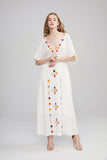 Women Dresses Bohemia Fashion Flower Embroidery Deep V-neck Dress Long Dress