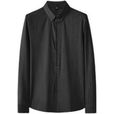 Men's Shirt Spring Men's Textured Striped Long-Sleeved Shirt
