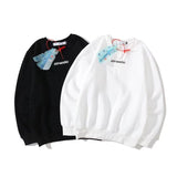 Off White Sweatshirts Long Sleeve round Neck Neck Sweater Autumn and Winter Off Three-Dimensional Blue Arrow round Neck Pullover Terry Sweater