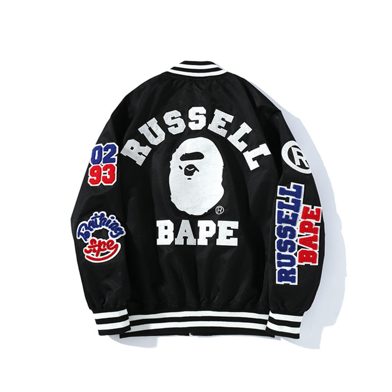 BAPE Varsity Jacket Embroidered Badge Jacket Men's and Women's Baseball Uniform Jacket
