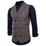 Tuxedo Vests Men Suit Vest Plaid Business Fashion Men's Vest