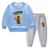 Children Pokemon Pikachu Hoodie & Pant Set Fleece Lined Padded Warm Keeping Winter Clothes Sweatershirt Suit