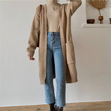 Beth Dutton Outfits Mid-Length Sweater Coat Women's Autumn Loose Knitted Cardigan Outer Shawl