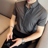 Men's Shirt Men's Summer Stripes Drape Slim-Fit Short Sleeve