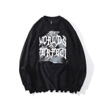 Slogan Graphic Hoodie Autumn Winter False-Two-Piece Loose Long Sleeve Sweatershirt