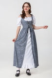 Vintage Empire Waist Dress Medieval Square Collar Lace up Vintage Dress