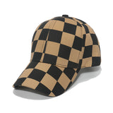 Vintage Check Baseball Cap Black and White Checkerboard