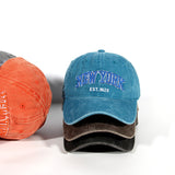 Yankee Baseball Cap Letter Embroidered Baseball Cap Trendy Denim Washed Peaked Cap for Men and Women